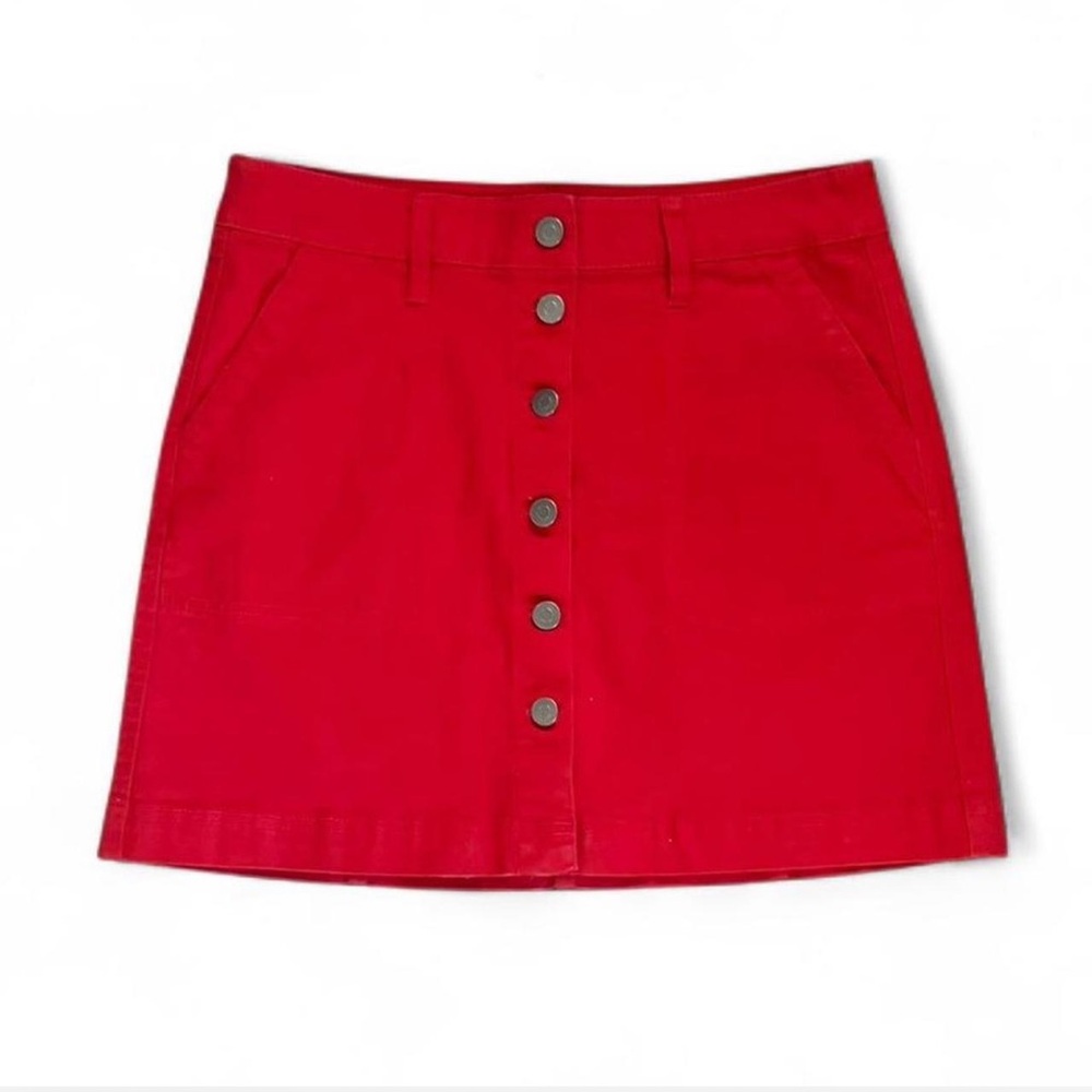 J.Crew Mercantile Red Button-Front A-Line Skirt - Size 4